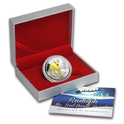 2014 $5 Silver Proof - Rudolph the Red-Nose Reindeer